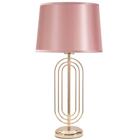 Lampada da tavolo "Krista" in metallo color oro e tessuto colore rosa per interni -Ø 28 x 55 cm (1/5)