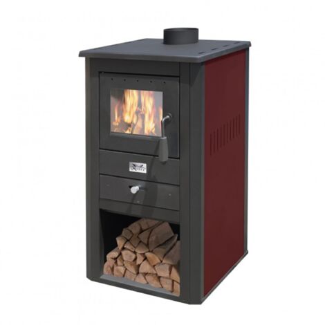 Stufa a legno Pallade da 13 kW da 51 x 45 x 94 cm -Rosso