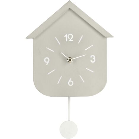 Orologio da parete "Home" con pendolo in acciaio a batteria 24x5,5x37,5 h cm -Grigio