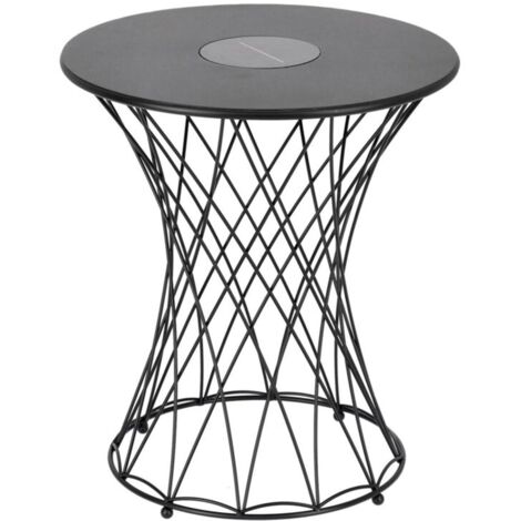 Tavolino solare "Jeevan" tondo in acciaio colore nero Ø 40 X 45 cm