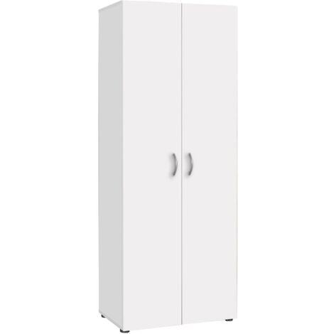 Armadio in legno h 180 cm 2 ante bianca, scarpiera alta 5 ripiani