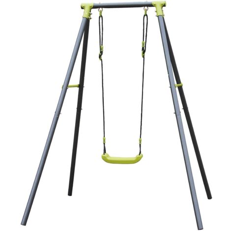 Altalena con struttura in metallo da giardino per bambini con seggiolino da esterno -1 Posto / Verde
