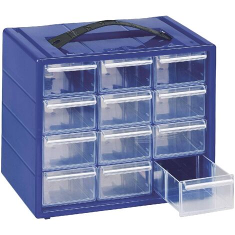 Cassettiera monoblocco "Espace" in resina antiurto e cassetti infrangibili con fermo dotata di divisori estraibili -22 x 15 x 18 cm - 12 Cassetti (1/4)