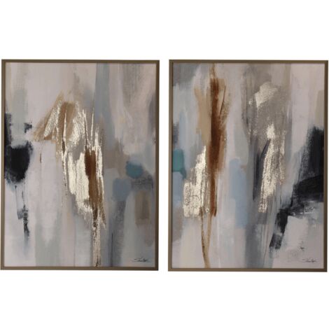 Quadro Gallery 60 x 80, stampa su tela dipinta a mano con cornice in legno di pino