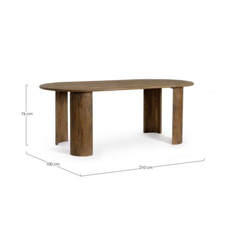 Tavolo Ovale Legno Marrone Moderno da Interno 210x100 - BRANCH - Dimensione: 210x100 - Colore: Marrone