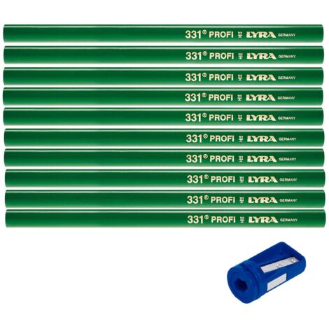 Set 10 Matite verdi per muratore a punta dura da 30 cm + temperino (1/5)