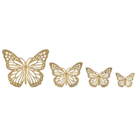 Farfalla decorativa da muro color oro in ferro per decorazioni ambienti -4 pezzi (1/5)