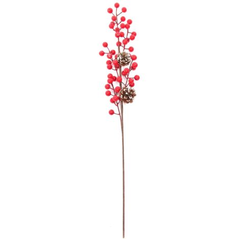 Rametto decorativo natalizio con bacche per interni ed esterni -Rosso / 61 cm / Classic