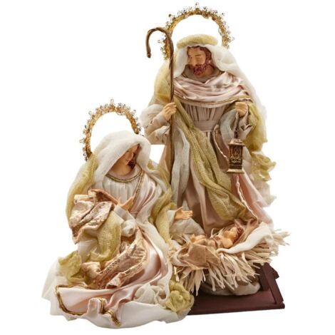 Natività monoblocco statue per presepe con vestiti in tessuto h 50 cm (1/2)