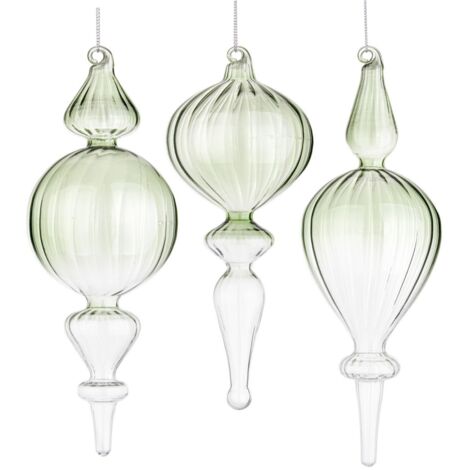 Pendaglio per albero di Natale 3 palline in vetro -Beige
