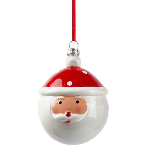 Pallina per albero di Natale bianco e rosso, da 10 cm -Babbo Natale (1/3)