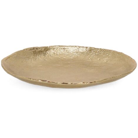 Vassoio decorativo tondo natalizio color Oro in metallo -22 cm