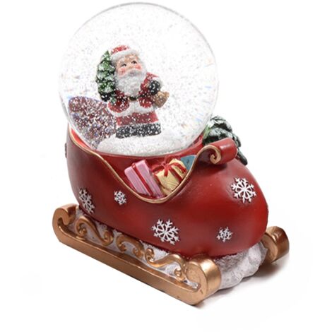 Palla di neve con "Babbo Natale su slitta" color rosso e bianco 9 x 5,5 x h 10 cm -Albero
