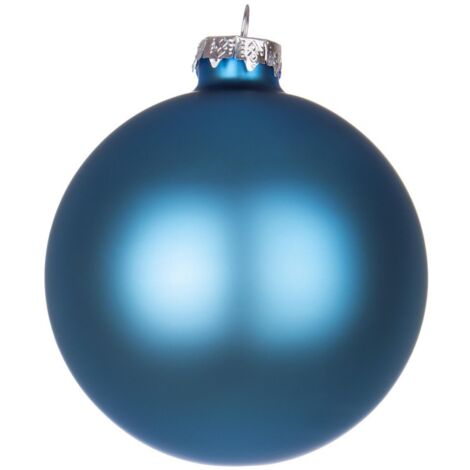 Palline per albero di Natale in vetro decorate color blu malibù opaco -6 sfere da 6 cm