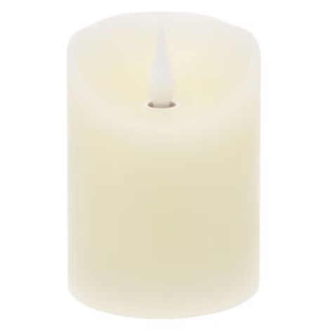 Candela led avorio in cera liscia, fiamma mobile Ø 7,5 cm per decorazioni -H 15 cm