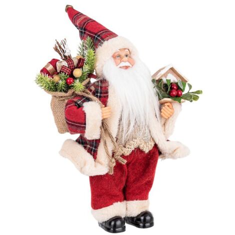 Babbo natale"Alwin" scozzese rosso in poliestere per decorazioni natalizie -S - 30 h (1/4)