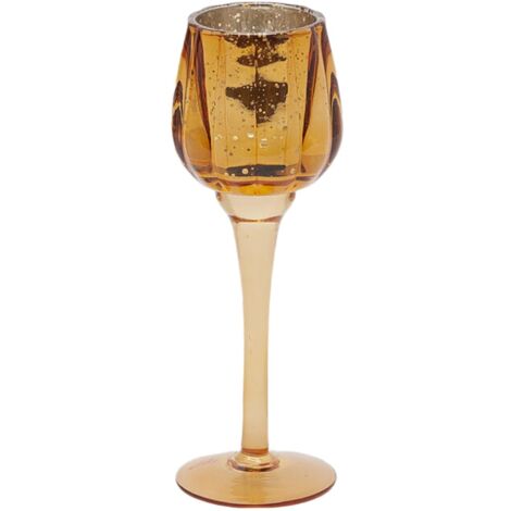 Calice portacandela in vetro per decorazioni natalizie da Ø 8 cm -Argento / 19.5 cm