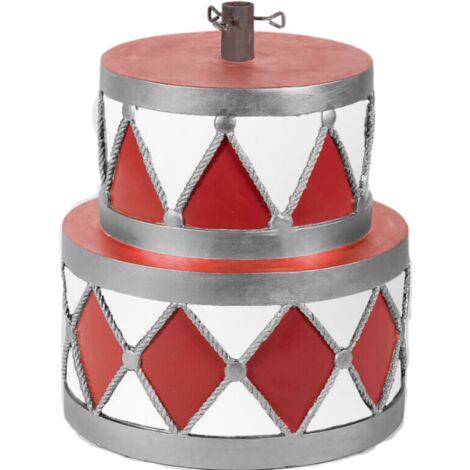 Base per albero di Natale a forma di tamburo, decorazione per interno da h 49 cm -Rosso - bianco (1/4)
