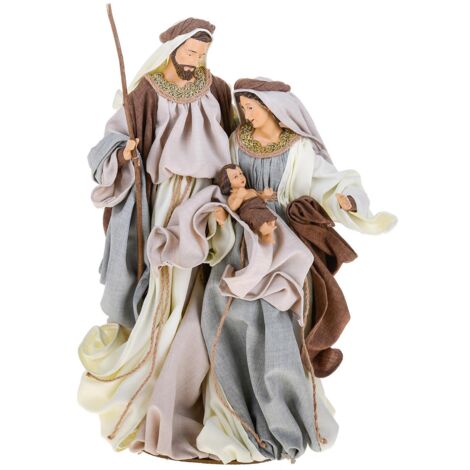 Natività monoblocco per presepe in tessuto decorazione natalizia h 47 cm -Grigio e Rosa