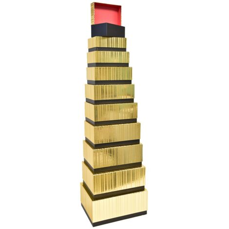 Scatole portaoggetti resistenti per decorazione natalizia set da 10 -Rotonde / Rosso e nero (1/5)