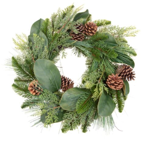 Corona verde di pigne in sintetico per decorazioni natalizie -Ø 30 cm (1/5)