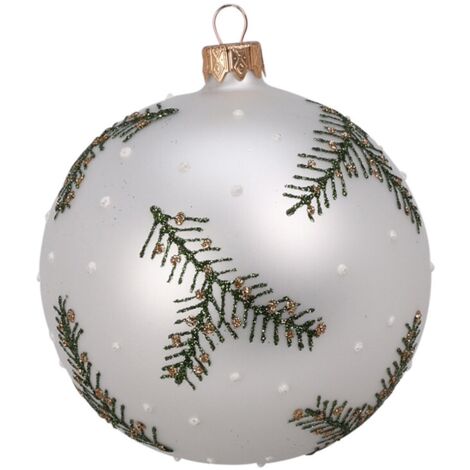 Palline per albero di Natale, in Vetro, con foglie decorative, Ø 80 mm, 12 pezzi (1/4)