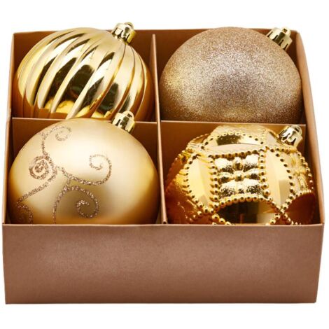 Palline per albero di Natale colore oro decorato decorazione natalizia -4 palline da Ø 10 cm (1/4)