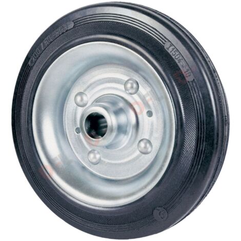 Ruota per carrelli con flange in acciaio zinco-cromato, mozzo con rulli -ø mm 80 x 25 port. kg 50