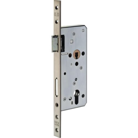 Serratura da infilare per legno con resistenza e versatilità -E50 b.tondo-controp.ottone lucido (1/2)