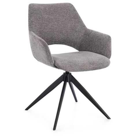 Sedia "Vivian" con braccioli seduta in compensato e gambe in acciaio da interno -Grey / Confezione da 2 Pezzi (1/5)
