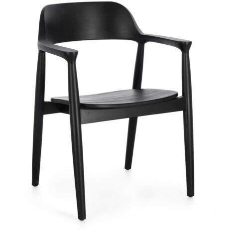 Sedia "Idris" in legno teak con braccioli colore nero da interno -Confezione da 4 Pezzi (1/4)