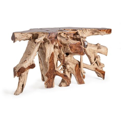 Consolle "Lisandra" struttura in radici di teak originali per decorazioni ambienti -120 x 45 cm