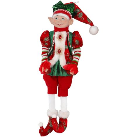 Pupazzo decorativo elfo natalizio colore rosso e verde decorazione natalizia da 46 cm -Modello 2 (1/4)