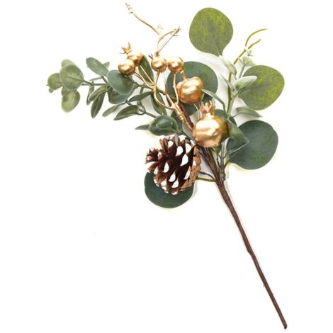 Fiore decorativo natalizio con bacche color oro e pigne per decorazioni natalizie -Modello 1