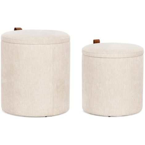 Pouf "Katia" contenitore struttura in MDF rivestimento in poliestere per interno set da 2 -Ginger