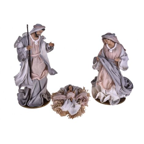 Natività completa per presepe in tessuto set da 3 statue decorazione natalizia h 36 cm -Cipria