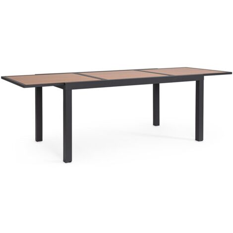 Tavolo "Hilija" struttura in alluminio verniciato a polvere piano effetto legno per arredo casa -Bianco / 136 x h 75 cm (1/5)