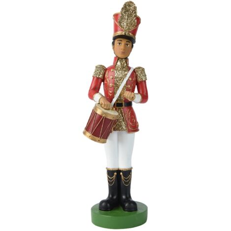 Statuetta decorativa Soldatino con tamburo decorazione natalizia in resina da 35 cm