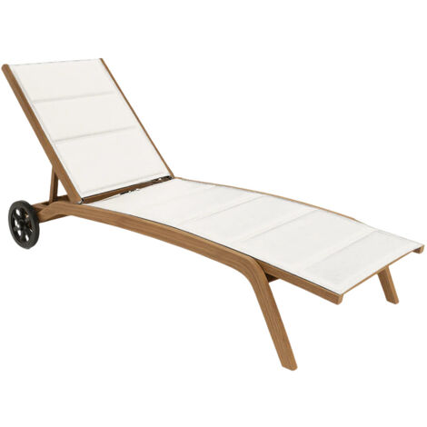 Lettino prendisole "Cleo" in alluminio effetto legno con ruote da giardino per esterno -Antracite / Confezione da 1 pezzo