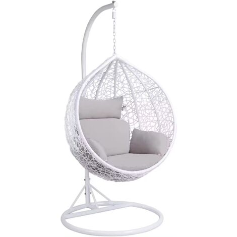 Poltrona a dondolo sospesa "Amirantes" per giardino e veranda in rattan con cuscino -Antracite (1/5)