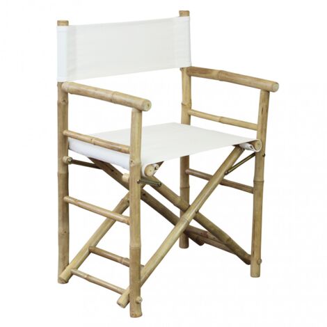Sedia regista "Mojito" da esterno in legno di Bamboo, 60 x 44 x 88 cm -Bianco (1/5)