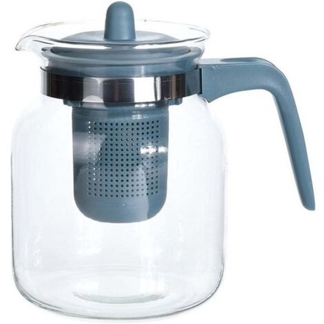 Teiera in vetro per tè caldo con manico in plastica e filtro 1500 ml -Verde (1/5)
