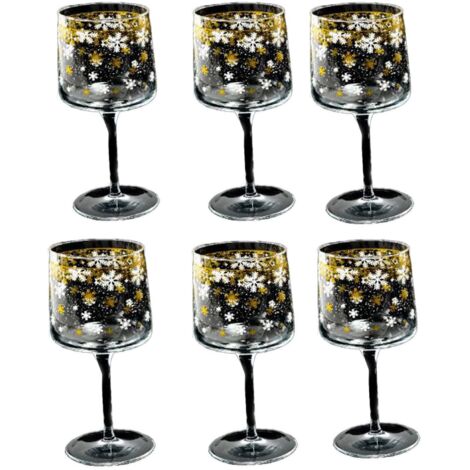 Bicchieri "Elegant" in vetro oro da tavola per decorazione ambienti set da 6 -Bicchieri