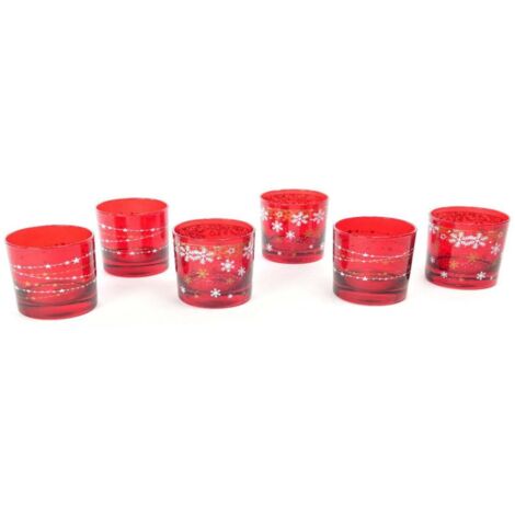Bicchieri in vetro decoro natalizio rosso decorazione tavola di