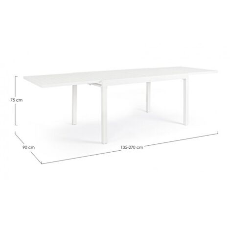 Tavolo allungabile "Pelagius" in alluminio dogato da esterno per giardino e veranda -Bianco / Big / Tavolo