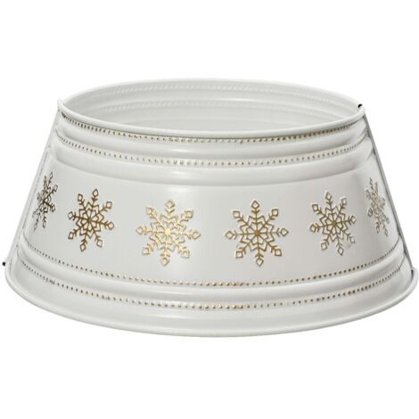 Copri base in ferro colore bianco e oro sottoalbero per Albero di Natale decorazione natalizia -Ø 57 cm
