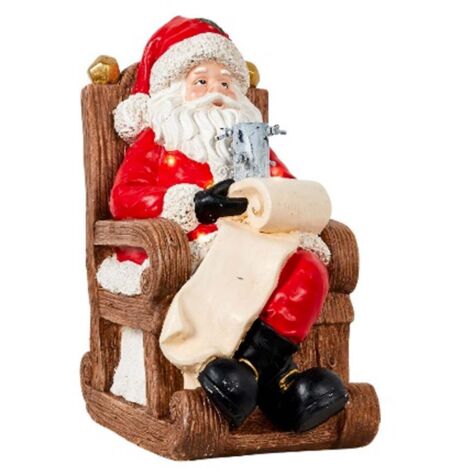 Base per albero di natale Babbo Natale in poliresina con luci per decorazioni natalizie -Su Slitta
