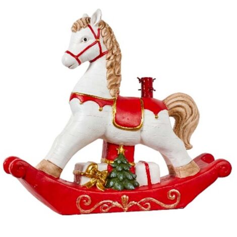 Base per albero di natale cavallo a dondolo in poliresina per decorazioni natalizie -90 cm