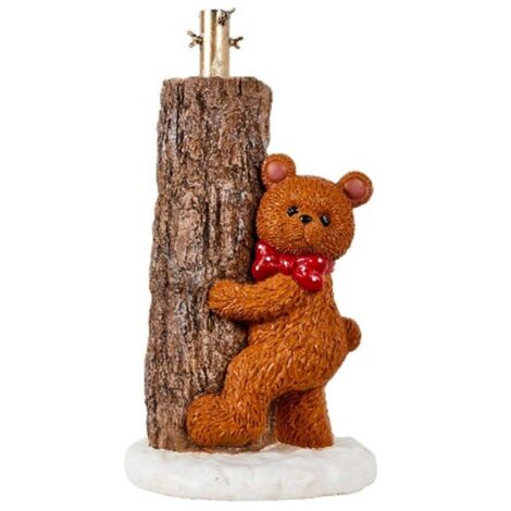 Base per albero di natale orso con tronco in poliresina per decorazioni natalizie