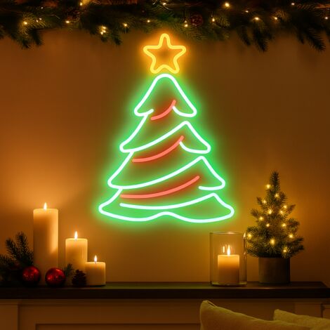 Figura natalizia a neon connessione USB per decorazioni natalizie 45 x 50 cm -Albero (1/5)